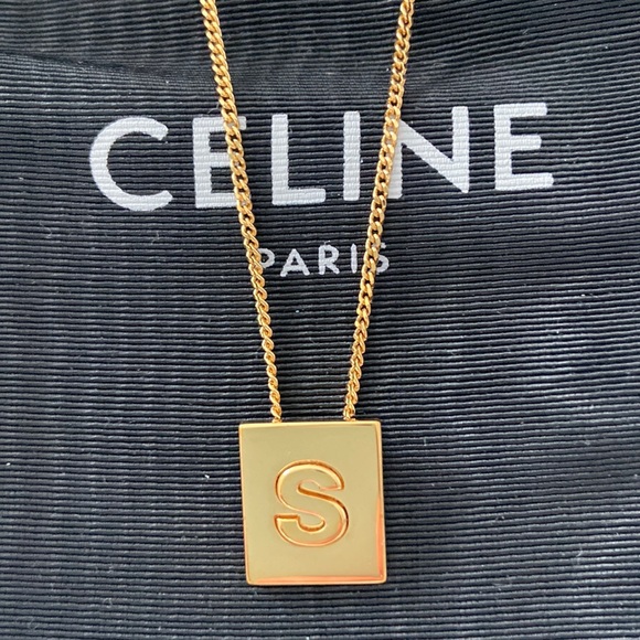 CELINE …Alphabet Initial S Necklace In Brass With Gold Finish - Picture 3 of 6
